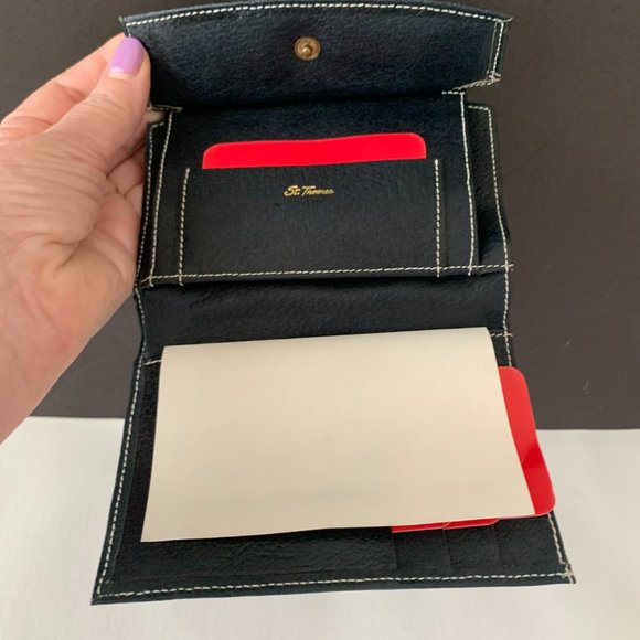 Vintage St. Thomas Navy Blue LEATHER PIG SKIN Wallet NEW TAG IS STILL ATTACHED - Picture 3 of 8
